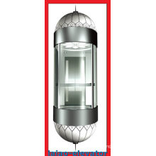 Ascenseur panoramique avec miroir Plafond en acier inoxydable avec 1 ventilateur, lumières LED douces, ensemble 4
